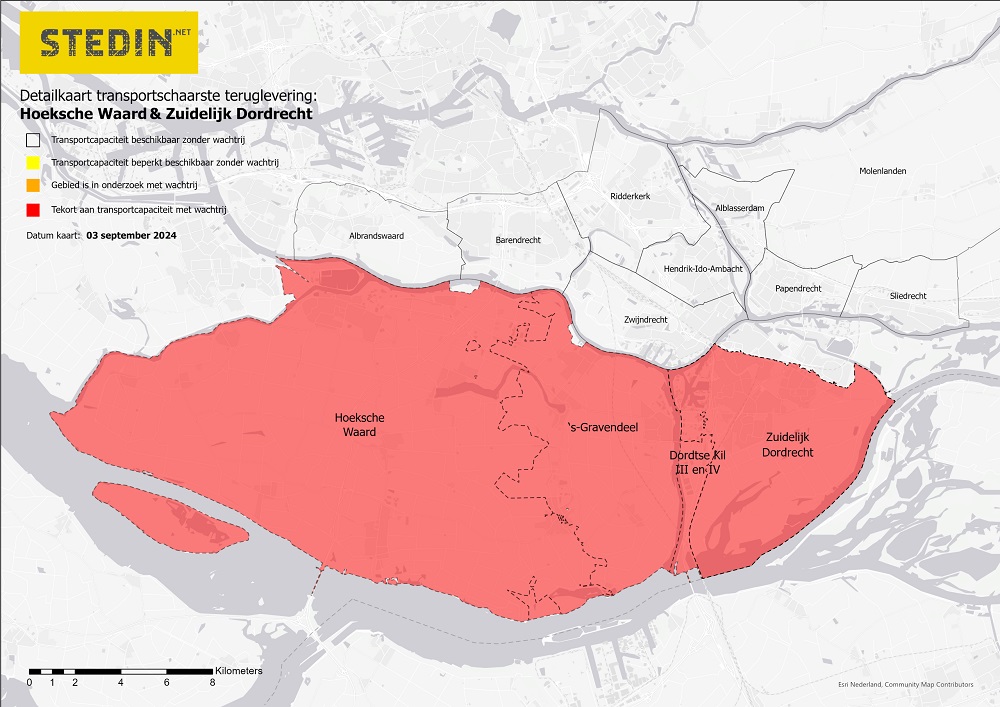 Detailkaart teruglevering Hoeksche Waard en Zuidelijk Dordrecht 