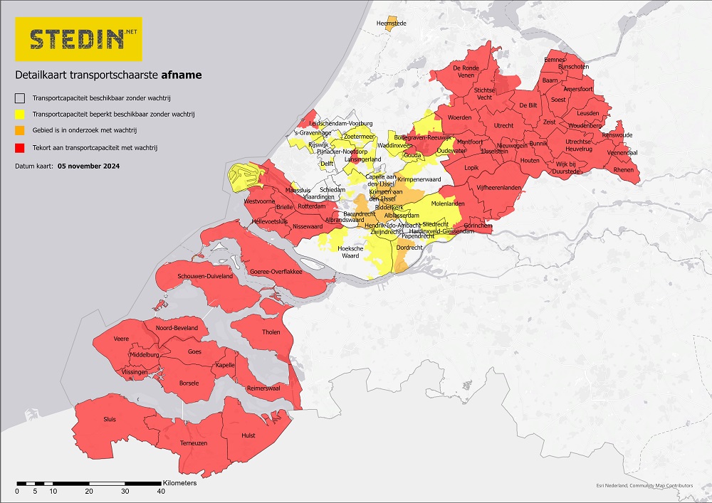 Detailkaart van de transport schaarste afname in november 2024